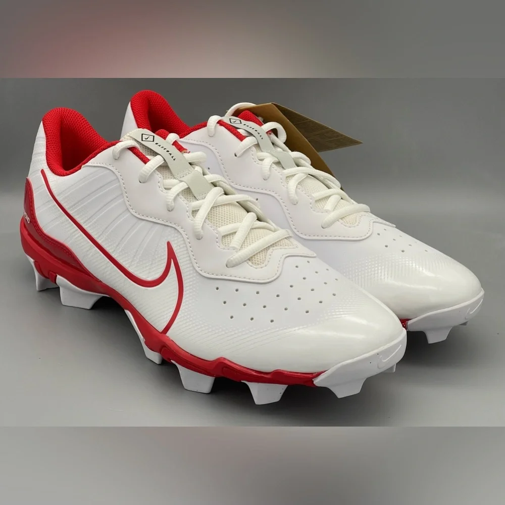 Nike Force Alpha Huarache 4 MCS Baseball Cleats WHITE/RED DJ6524-104 Mens 12 NEW - Picture 1 of 9